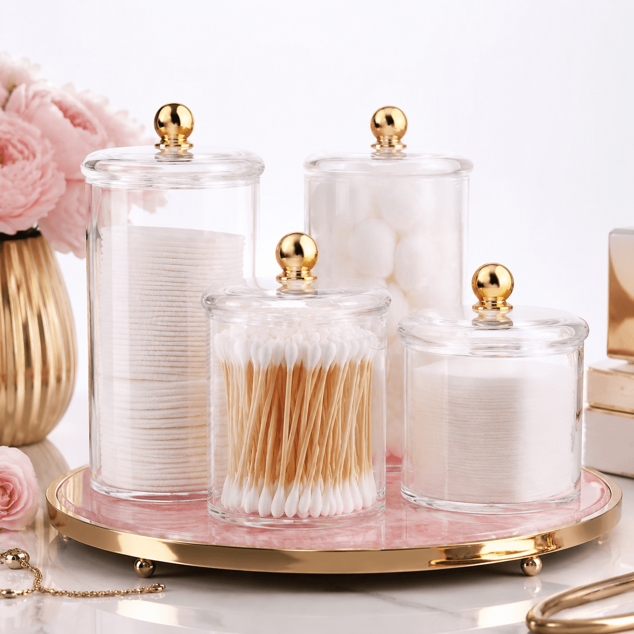 Cotton Pad & Swab Jar Set (4)