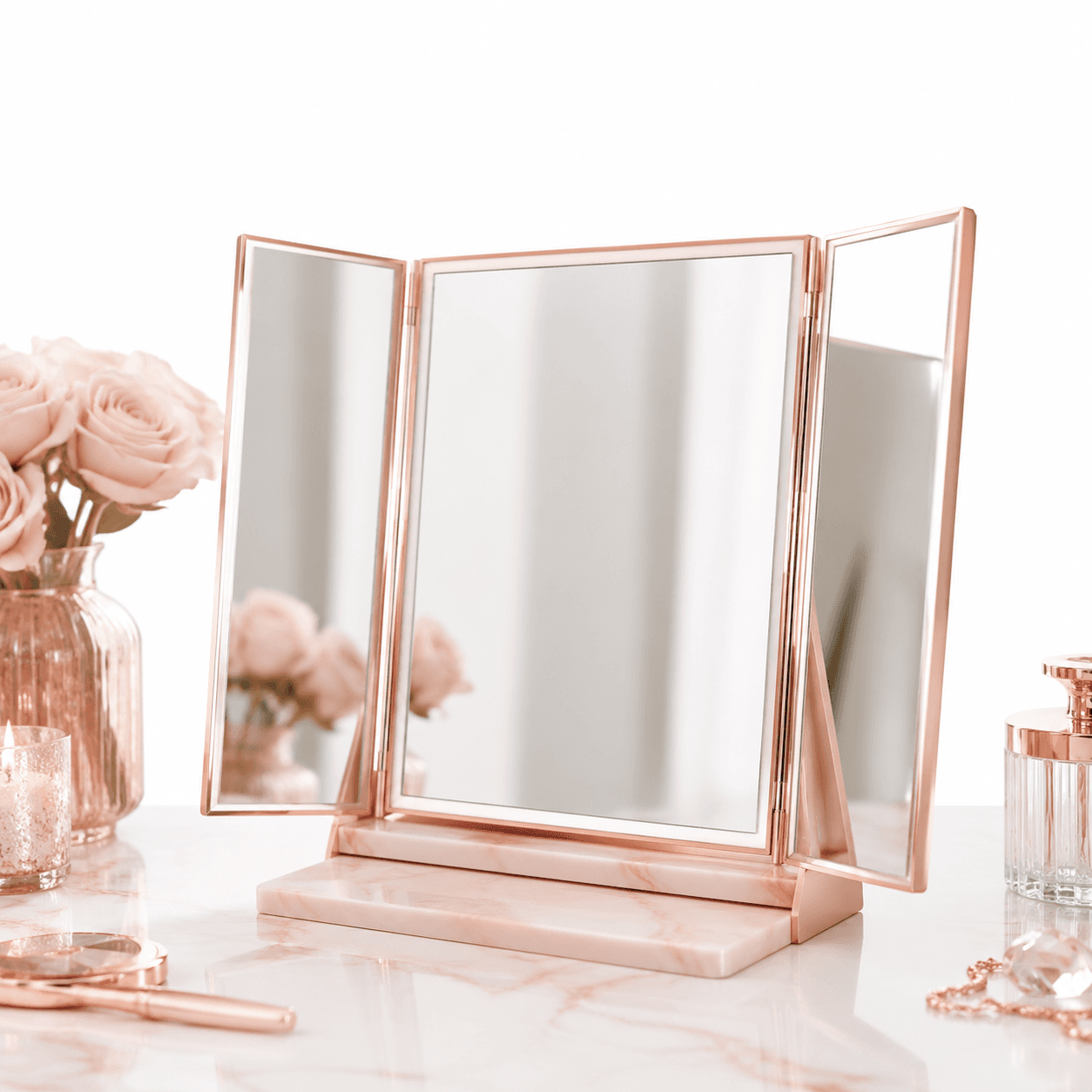 Tri-Fold Tabletop Mirror